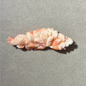 Vintage large hand carved angel skin coral bead for pendant or brooch 14 grams